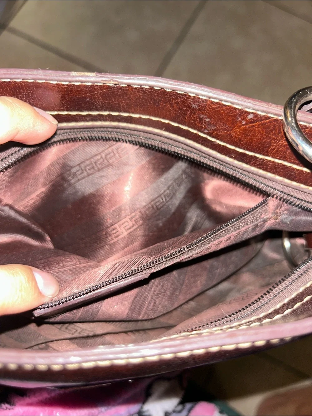 Y2K Brown shoulder purse with a large 'S'